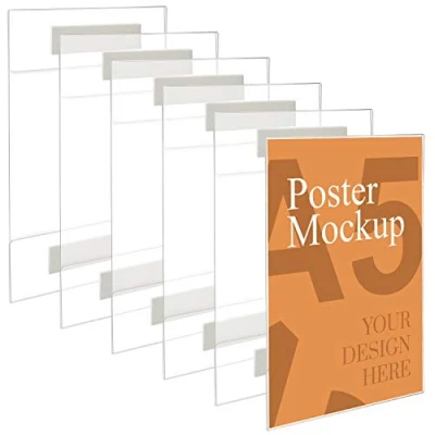 Image of Kurtzy A5 Adhesive Wall Poster Holders (6 Pack) Universal Mounts Crack &amp; Scratch Resistant Clear Acrylic Sign Displays with Tape Office, Store Restaurant No Drilling Required