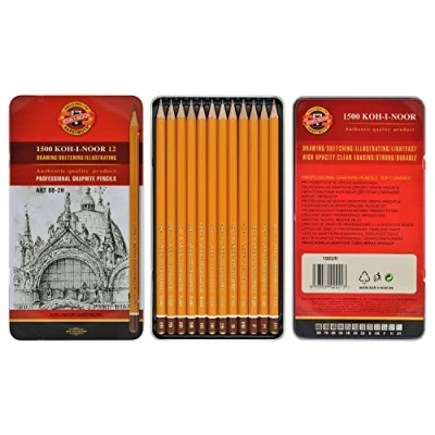 Image of KOH I NOOR 1502012008PL Art Soft Grades 8B 2H (Set), (Yellow Casing)