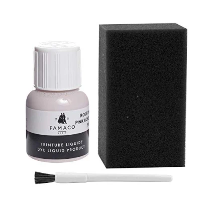 Image of Dye Design Paint for Leather and Faux Shoes, Trainers, with Sponge Brush, Famaco Liquid, 36 Colours Pale Pink
