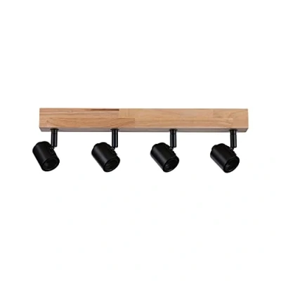 Image of Paulmann Arvid 66773 Spotlight 4 Bulb Max. x 20 Watt Ceiling Light Black Wood Spot Metal E27, W