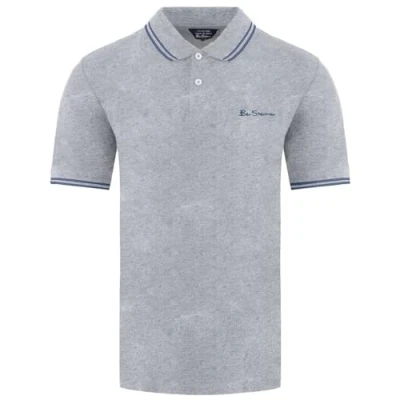 Image of Ben Sherman Short Sleeve Collared Grey Twin Tipped Mens Polo Shirt 0074604G 009, ()