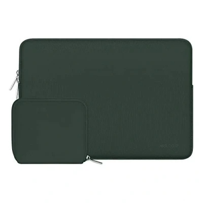Image of MOSISO Laptop Sleeve Compatible with MacBook Air/Pro, 13 13.3 inch Notebook, Pro 14 M4 M3 M2 M1 Chip Max 2024 2021, Neoprene Bag Cover Small Case, Midnight Green