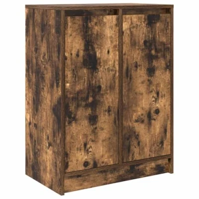 Image of vidaXL Smoked Oak Sideboard/Cabinet 2 Doors, Shelves, 57x34x76 cm Versatile Engineered Wood Storage for Kitchen/Dining Room/Office