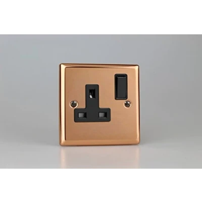 Image of Varilight 1 Gang 13A Double Pole Switched Socket Polished Copper