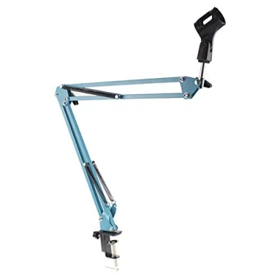 Image of Professional Microphone Stand Adjustable Suspension Boom Scissor Arm Studio Desktop Mic Clip Mount Holder Microphones Blue
