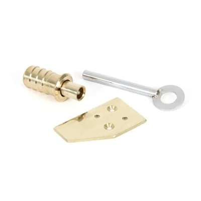 Image of From The Anvil Polished Brass Key Flush Sash Stop 90271