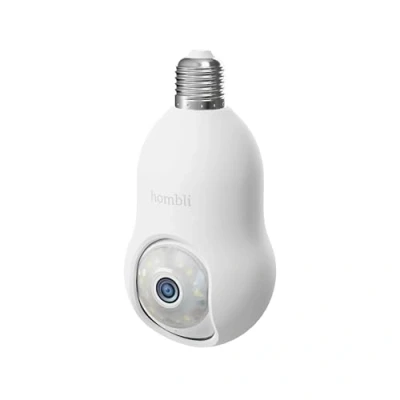 Image of Hombli 2K QHD Outdoor Security Camera E27 Bulb Socket Pan &amp; Tilt Angle WiFi Infrared, Colour Night Vision Motion Activated Floodlight Alarm Compatible with Alexa Google