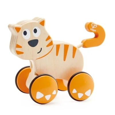 Image of Hape E0363 Dante Push and Go Pull Wooden Cat Toy