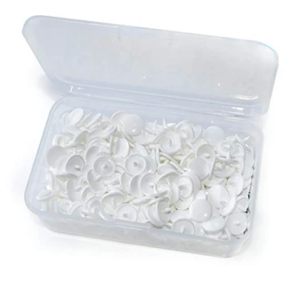 Image of RERI White T5 Plastic Press Studs, Set of 60, Non Sewing Snaps Buttons for DIY