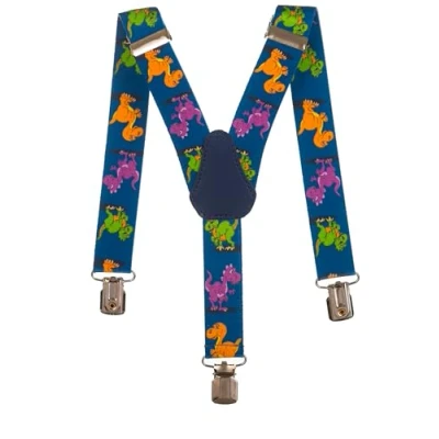 Image of Olata Children’s Elasticated Dinosaur Design Y Shape Braces/Suspenders (1 5 Years) 2.5cm. Dark Blue