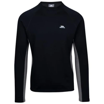 Image of Trespass Adults Merino Wool Base Layer Top Thermal Contrast Panels Ghazi Black