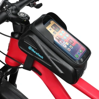 Image of DURATECH Bike Frame Bag Phone Holder with EVA Hard Shell Bicycle Sensitive Touch Screen and Sun Visor Large Capacity Top Tube for Phones Under 6.9&#039;&#039;