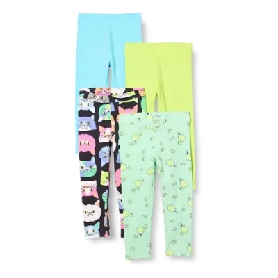 Image of Amazon Essentials Disney Marvel Star Wars Frozen Princess Toddler Girls&#039; Leggings, Pack of 4, Wars/Doodle, 4 Years