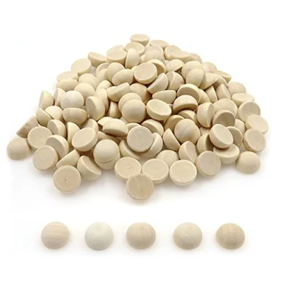 Image of 400 Pieces 15 mm Half Wood Balls, Natural Wooden Beads, Unfinished Split Round Beads for Crafts Arts Supplies