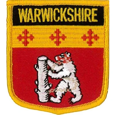 Image of Klicnow Warwickshire County (Shield) Embroidered Patch 6cm X 7cm (2 1/2&quot; 2 3/4&quot;)