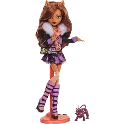 Image of Monster High Clawdeen Wolf Boo Riginal Creeproduction Doll with Stand &amp; Accessories, Black (HGC30)