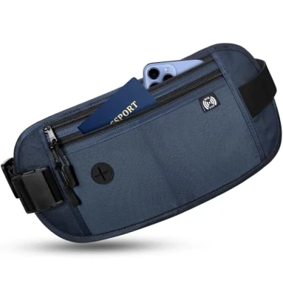 Image of Sofore Hidden Traveling Bumbag Moneybelt Wallet for Women Men,Passport Money Belt Waist with RFID Blocking Technology,Waist Travel Passport Holder Cash Phone,Dark Blue