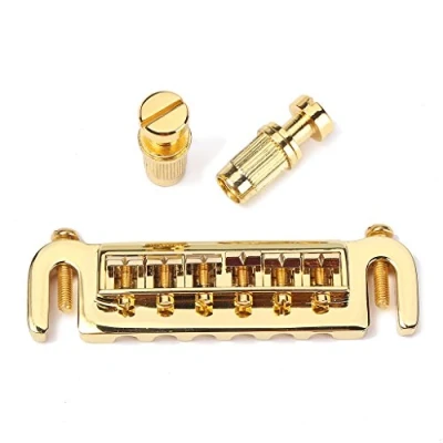 Image of Alnicov Roller Bridge Saddle Tailpiece Combo Adjustable Wraparound for Les Paul LP Style Electric Guitar Gold
