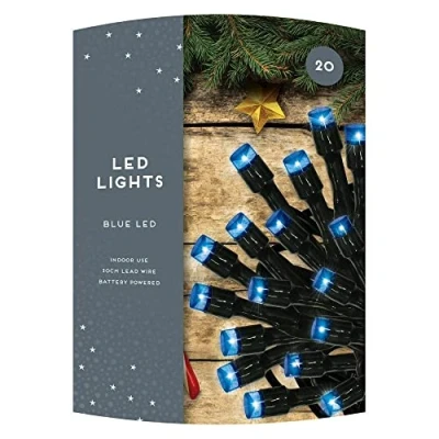 Image of HOVUK H20x Super Bright LED String Christmas Lights Blue 30cm Lead Wire Battery Powered Lights, Best for Bedroom, Indoor and Xmas Decorations