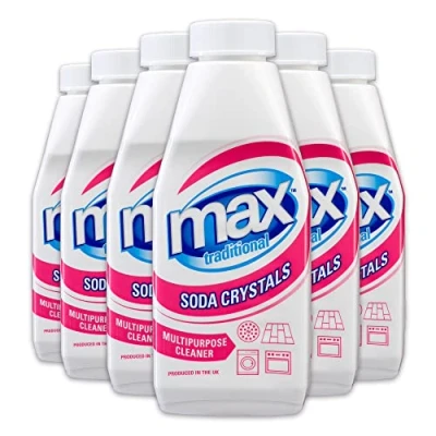 Image of Max Traditional Soda Crystals, 6 x450g, Powerful Multipurpose Dishwasher Cleaner, Washing Machine Sink Drain Cleaner and Plughole Fast Acting Crystals with Lasting Results