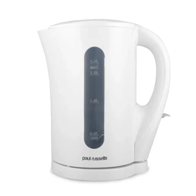 Image of paul russells Electric Plastic Kettle, 2200W 1.7L, Hot water dispenser, White, Boil Dry Protection, Auto Shut off Stirx Control