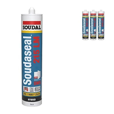 Image of 3 x Black Soudal SWS Sealant Hybird Polymer Silicone Low Modulus Airtight Soudaseal