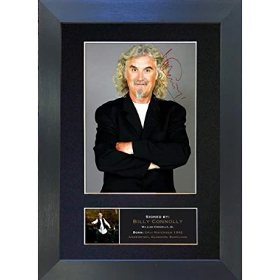 Image of BILLY CONNELLY Signed Autograph Mounted Photo Reproduction PRINT A4 Rare Perfect Birthday (297 x 210mm) #176 (Black Frame)