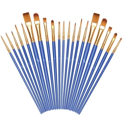 Image of Vicloon 20 Pcs Paint Brushes, Professional Painting Brushes Set Nylon Hair Artist for Acrylic Oil Watercolor Gouache Face Purple