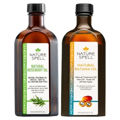 Image of Nature Spell Rosemary &amp; Batana Oil 2 x 150ml Duo For Hair Body, Promotes Growth Strengthens Hair, Suitable All Skin Types