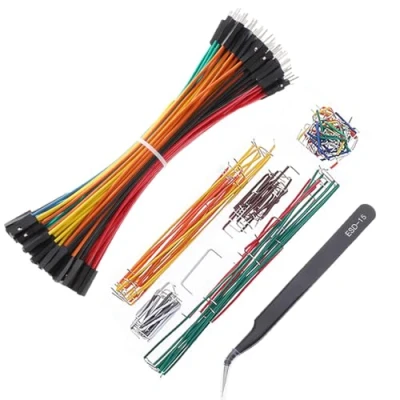 Image of Breadboard Jumper Wires 20AWG Plus 140 Pieces U Shape Preformed And Assorted Kits ESD Tweezers, Bread board DuPont M/F 0.1&#039;&#039; Head Cable (6&quot; / MF)