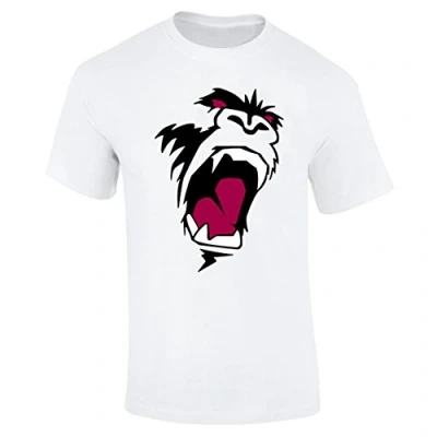 Image of Mens Gorilla Monkey King Kong Face T Shirt White (M)
