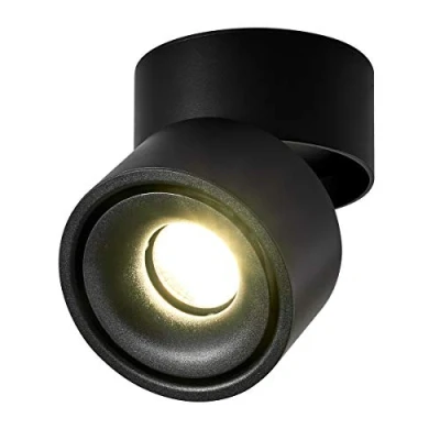 Image of Dr.lazy Indoor 10W LED Spotlight 360Adjustable Ceiling Spots Downlight/Surface Mounted COB Lighting LED/10X10CM/Aluminum Wall Lamp or Spot Light (Black 4000K)