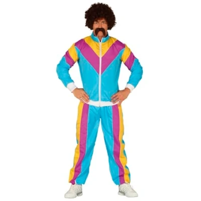 Image of FIESTAS GUIRCA Adult Male Gymnast Fancy Dress (16.5 44/L) Jacket and Trousers 80s Sports Costumes for Parties Events Ideal Celebrations Carnival Blue Purple