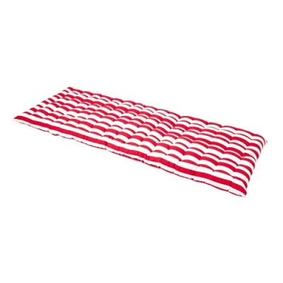 Image of HOMESCAPES Red &amp; White Stripe Garden Bench Cushion 3 Seater Seat Pad for Patio Furniture Kitchen or Dining Indoor Outdoor Use Comfortable 100% Cotton Thick 143 cm Wide