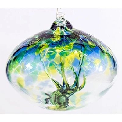 Image of Milford Collection Orb Tree of Life Small Glass Globe Sea Green