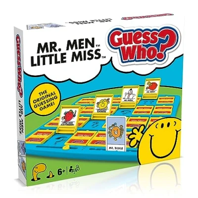 Image of Winning Moves Mr Men and Little Miss guess Who? Board Game, Play with Grumpy, Funny, Mrs Happy Sad to your opponents character, makes a great gift for ages 6 plus
