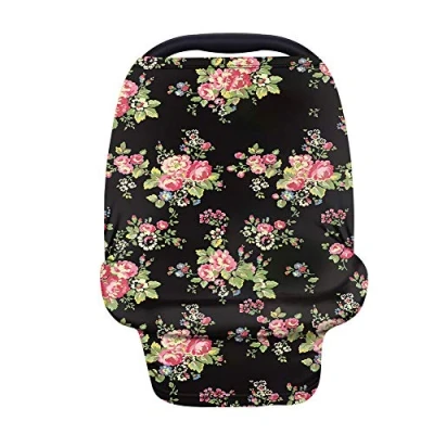 Image of Wanyint Vintage Floral Baby Car Seat Covers,Multi Use Cover Nursing Breastfeeding Cover,Shopping Cart,High Chair Soft,Stretchy,and Versatile Scarf for and Mom
