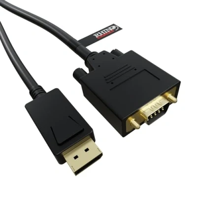 Image of rhinocables Displayport VGA Cable DP SVGA PC Monitor Display Converter Lead Male port (2m)