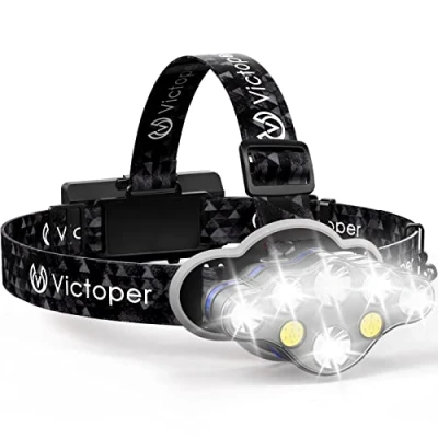 Image of Victoper Head Torch Rechargeable, Super Bright 18000 Lumens 8 Lighting Modes Headlamp LED Rechargeable for Camping Fishing Cycling Hiking IPX5 Black [Energy Class A+++] (Vic v8000)