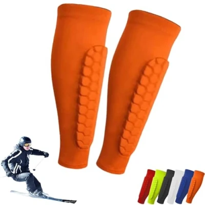 Image of Qosigote Shinbang Protector 2.0, Shin Defender Guards, Shindefender Ski Protectors, Soccer Guard Sleeves, Guards Adult for Sports (orange,XL)