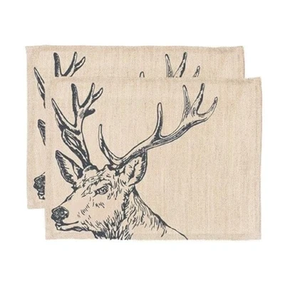 Image of The Just Slate Company Set of 2 Stag Linen Placemats