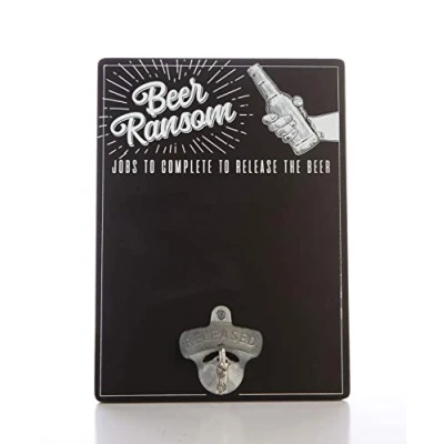 Image of Boxer Gifts Beer Ransom Novelty Chalkboard Motivate Lazy Men to Do Their Chores Complete with Bottle Opener &amp; Padlock Great for Husbands Boyfriends and Dads, TF6211