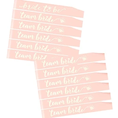 Image of HOWAF 12pk Hen Party Sashes, 11 Team Bride Sashes + 1 to Be Sash, Rose Gold Do Sash Decoration for Girls Night Out Bridal Shower Wedding Accessories