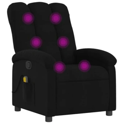Image of vidaXL Massage Recliner Chair, Lounge Sofa, Reclining Black Fabric, Manual Adjustment, 6 Point Vibration Massage, Padded Comfort and Durable Construction