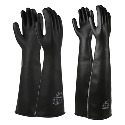 Image of UCI KONIG Extra Thick Black Heavyweight Natural Rubber Gauntlets Gloves 44cm / 17inch (11/XXL)