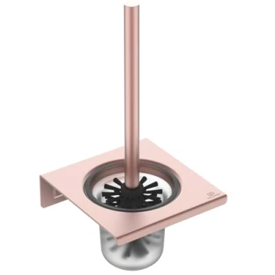 Image of Ideal Standard Toilet brush set, Glass Metal, rosé, 160x170x347 mm