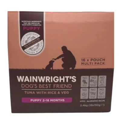 Image of Wainwrights Wet Puppy Food Tuna With Rice And Vegetables 16x150g Nutritious, Delicious, Easily Digested Hypo Allergenic, Supporting Puppies Growth Development