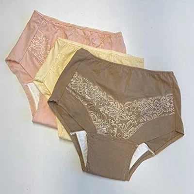 Image of Lace Incontinence Briefs (Pack of 3) Coffee &amp; Cream Pink XL(22 24) Coffee, X Large