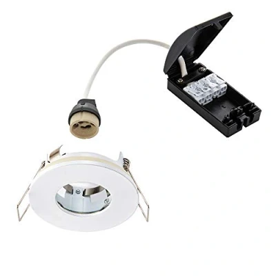 Image of Saxby Fire Rated 1 Light Bathroom Recessed Matt White, Glass IP65 79978