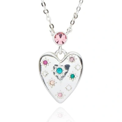 Image of Equilibrium Glam Rox Starburst Colourful Heart Silver Plated Necklace